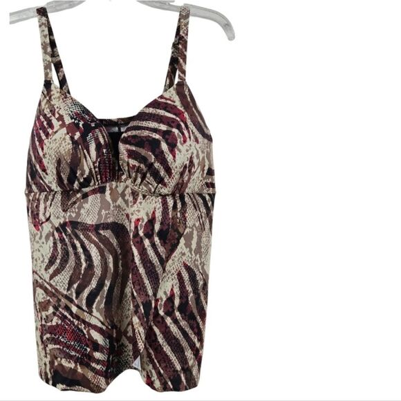 Swimsuits For All Women's Plus 38D Bra Sized Faux Flyaway Underwire Tankini Top - Picture 15 of 15